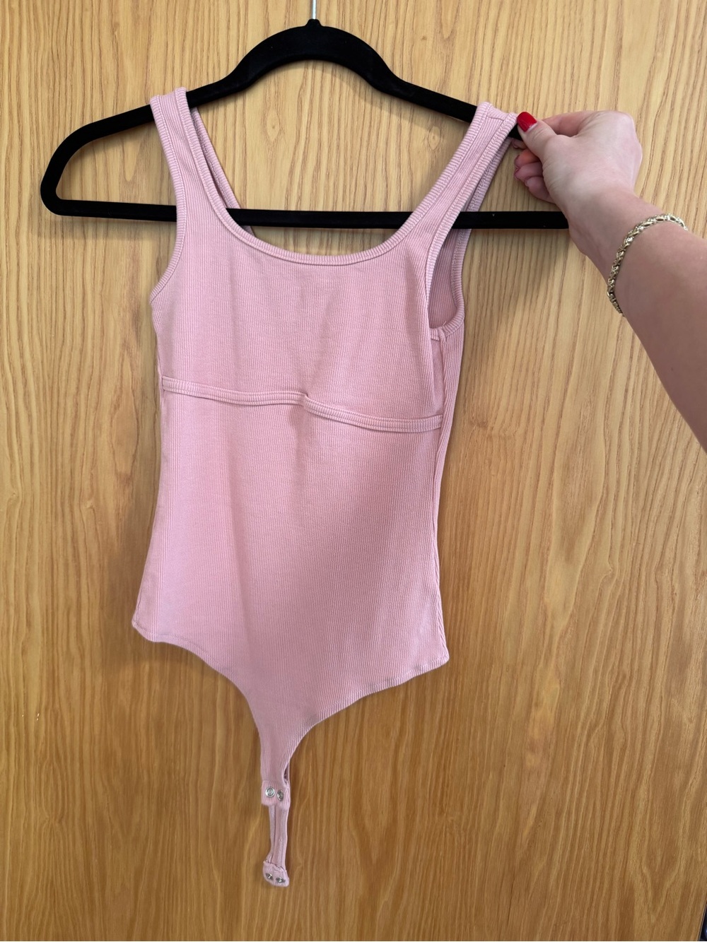 Reoria Ribbed Tank Bodysuit in Dusty Pink